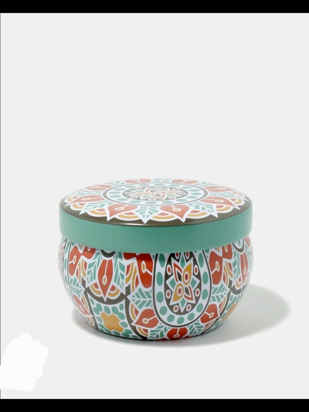 Large Round Tin Mandala Pattern  Trinket Jar With Lid- BNIB